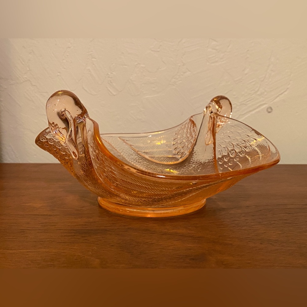 Depression Glass Pink Swan Dish